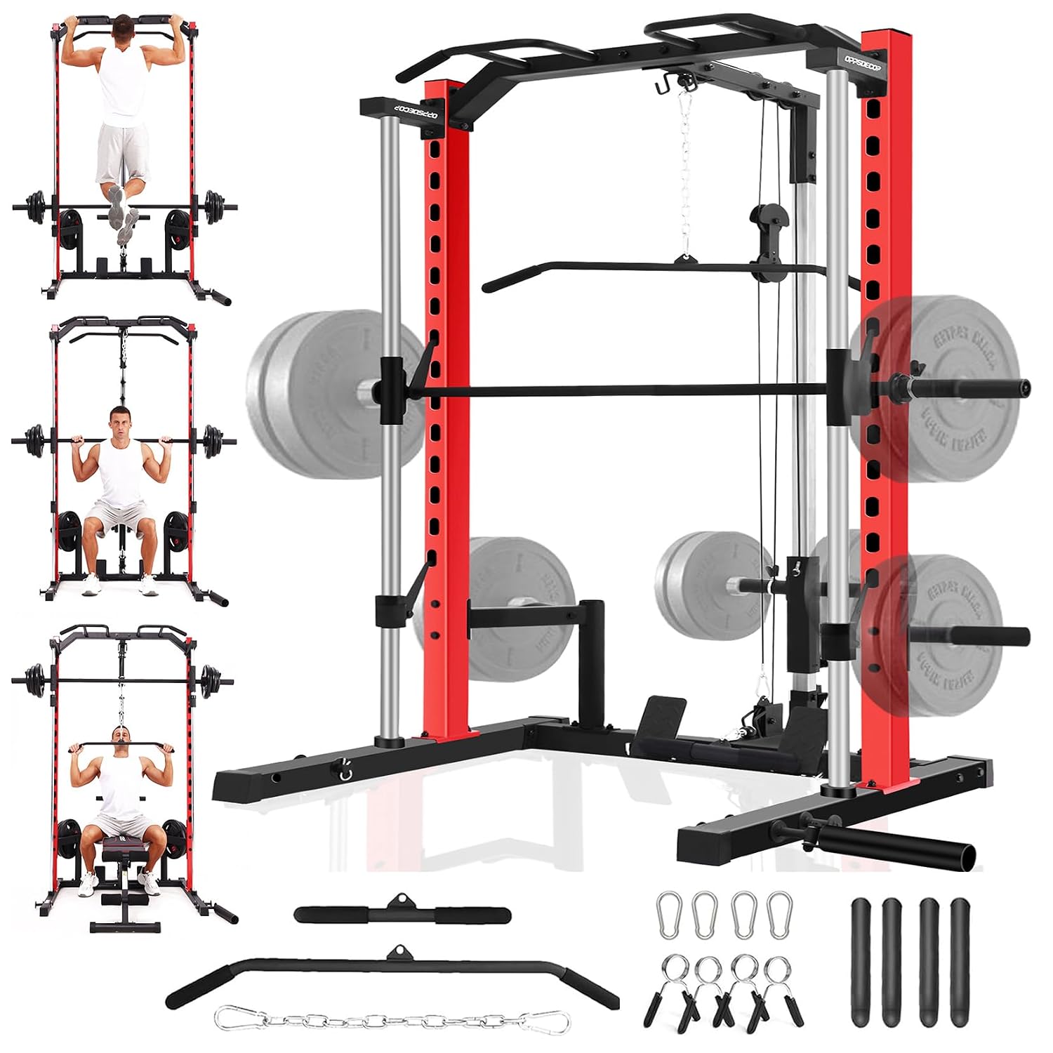 Home Gym Lat Pulldown Machine - Máquina Smith Multifuncional com Power Rack,